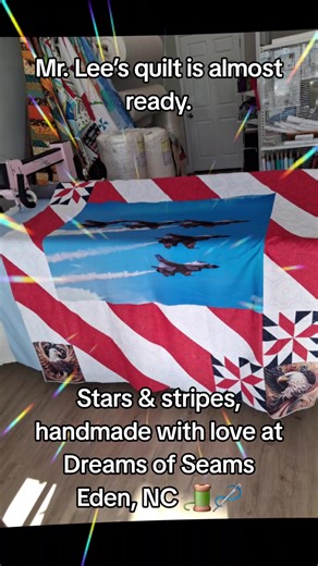 Mr. Lee’s quilt is almost ready ✨⭐️ Stars & stripes, handmade with love at Dreams of Seams Eden, NC 🧵🪡#quiltersoftiktok #quilting #northcarolina #fyp #Virgina @Nolting @dreamsofseams