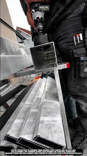 Aluminum tube hole cutting using Work tool power drill hole saw #tool #worktool