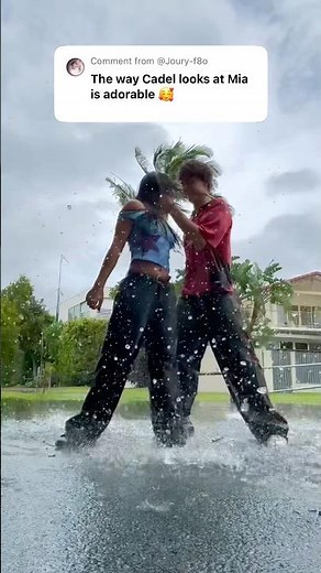 WE DANCED IN A PUDDLE TO TYLAS VIRAL SONG ‘CHANEL’! 🥰🥹😭 #shorts #couple #cadelandmia