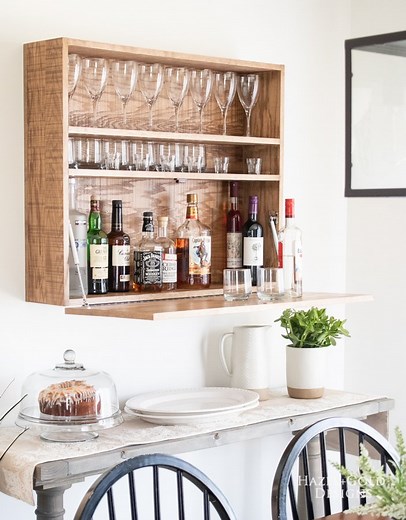 How to make a DIY Wall-Mounted Bar Cabinet - Hazel   Gold Designs