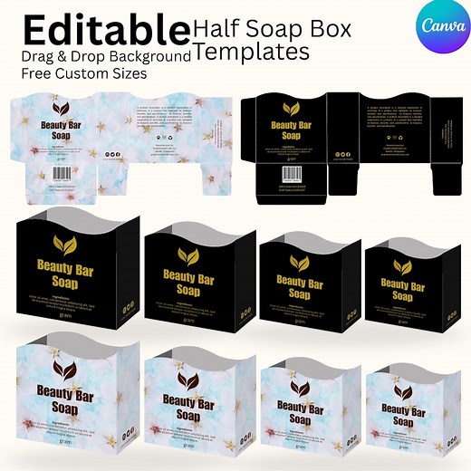 Editable Half Soap Box Template for Canva, Printable Soap Packaging Design, Custom Soap Packaging Box Design, Luxury Bar Soap Wrap Templates - Etsy