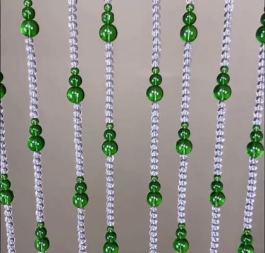 Beaded Curtain for Doorways,Hanging Glass Clear Crystal Door Beads Curtains for Windows Room Divider Bedroom Coffee House (25 Strings Green)