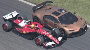 214K views · 1.5K reactions | Ferrari F1 2025 vs Bugatti Chiron Pur Sport at Monza | Raceluxius Horizon | Facebook