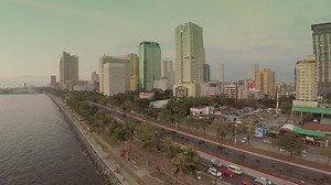 Aerial view of Manila Bay and Roxas Boulevard