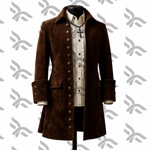 Handmade Pirate Brown Suede Leather Coat Men Halloween Cosplay Costume Victorian Gothic Coat Captain Pirate Coat - Etsy