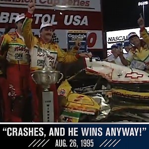 "Crashes, and he wins anyway!" Part 1 of Terry Labonte and Dale Earnhardt's rivalry at Bristol Motor Speedway came in 1995, when Earnhardt tapped Labonte coming to the start/finish line. #NASCAR | NASCAR on NBC