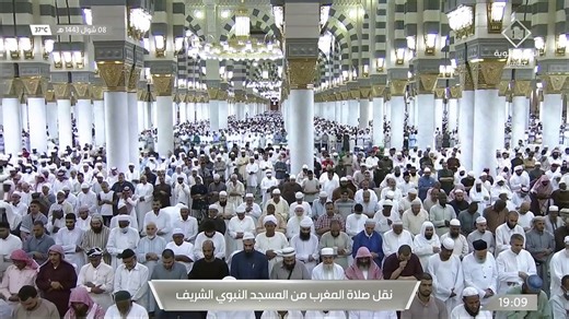 صلاة المغرب من المسجد النبوي الشريف بـ #المدينة_المنورة 14431008هـ