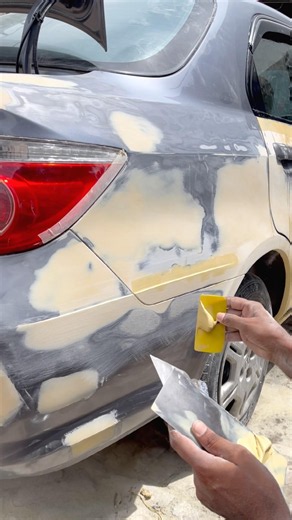 Watch This Quarter Panel Turn Brand New Satisfying Putty Application #automobile #shorts #puttywork