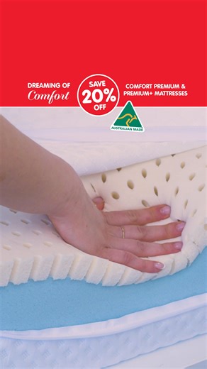 Need a mattress for a guest room or upgrading your current mattress? We've got you covered! Save 20% on Comfort Premium and Premium Mattresses. 🛏️ Comfort Premium Mattresses: Offers lasting support for your hips, back, and shoulders and ideal for allergy sufferers too. 🌙 Comfort Premium Mattresses: Delivers personalised comfort and everyday support, perfect for your main bed or guest room. ✅ Proudly Australian made ✅ Allergy-friendly ✅ Limited-time offer! Shop the sale today! Sale ends Sunday,