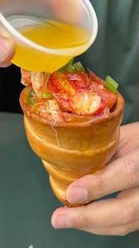 The BUTTERY LOBSTER CONES from Red Hook Lobster in Bryant Park’s Winter Village NYC! 🦞 #DEVOURPOWER