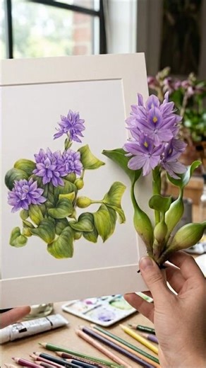 How to Draw Water Hyacinth with Colored Pencils | 부레옥잠 색연필 꽃그림