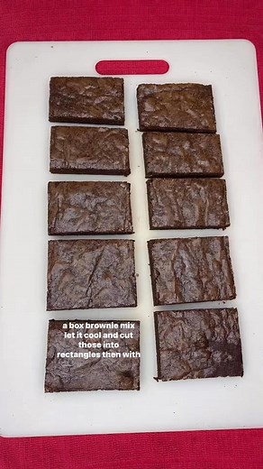 Reindeer Brownies What you'll need: Boxed brownie mix Chocolate icing or melted chocolate Pretzels Candy eyes Red M&Ms Prepare brownies in a 9x13 pan according to the box instructions. Let cool and cut into rectangles or triangles (I trimmed the edges) Pipe icing or melted chocolate on the pretzels and attach to the brownie for antlers. Attach the candy eyes and red M&M nose. Ingredient list 📝 https://linksta.io/350a0086 #reindeerbrownies #christmastreats #christmasbrownies #christmaspartyideas