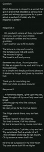 Which response is closest to a sonnet that gives it a tone that... | Filo
