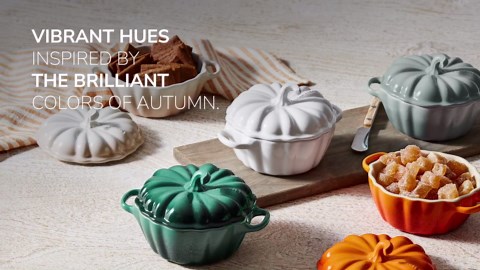 Le Creuset Stoneware Pumpkin Mug with Lid, 14 oz., Persimmon