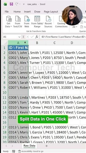 Split Data in One Click in MS Excel | Computer Tech Academy #excel #exceltips