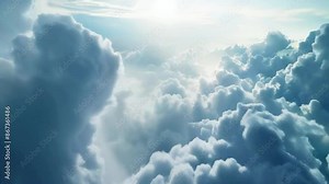 flight over the clouds in blue sky animation - 4k new stock video footage animation AI