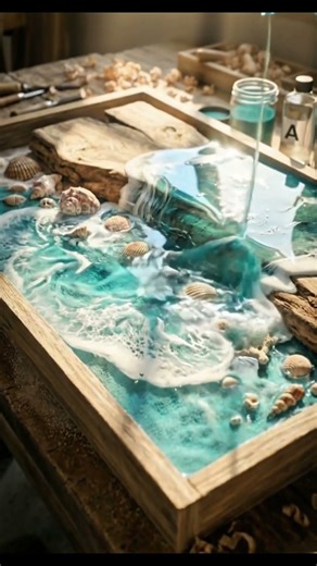 Ocean Wave Shell Table 🌊 From Sand to Art #shorts #ocean #fyp
