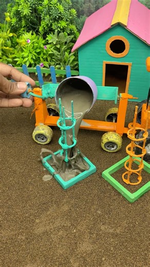 😱 Real Working Mini Tractor Making Cement Pillar | Amazing DIY Construction Machine 🚜 #shorts