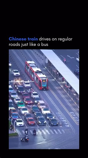 Furiouslytech | China built a train that drives on regular roads like a bus. It runs without any tracks underneath it. The train looks like a regular... | Instagram