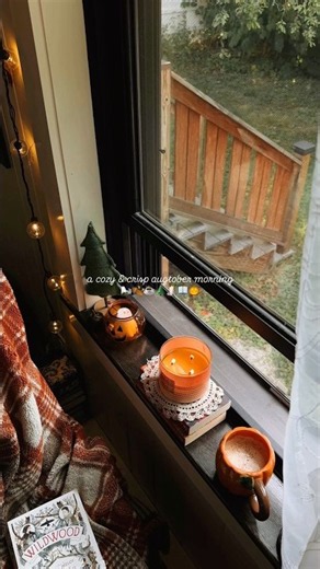 A cozy & crisp Augtober Morning 🍂🕯️📖 #fallvibes #cozy #autumn #fall #augtober #cozyseason