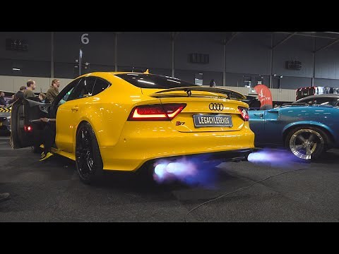 Modified Cars revving at Car Show 100% Auto Live | Extreme Flames, Bangs, Loud Sounds, ...