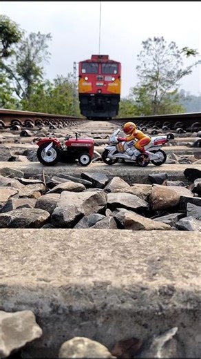 “Train vs Bike & Tractor on Track 😳”