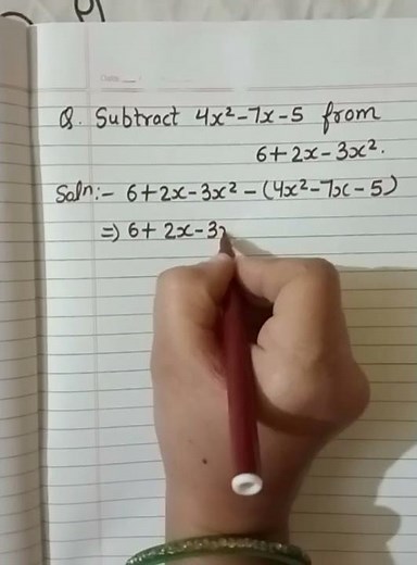 Subtraction of algebraic expression