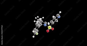 Vonoprazan molecule, rotating 3D model of voquezna, looped video on a black background