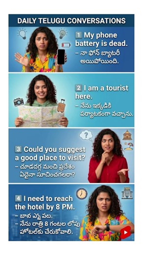 టూర్ వెళ్తున్నారా? ఈ 4 ఇంగ్లీష్ వాక్యాలు తప్పక నేర్చుకోండి! #fluentdailyenglish #speakingpractice
