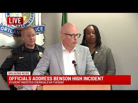 Portland officials give news conference after student drinks toxic homemade chemical mixture