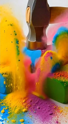 Color Powder Hammer Smash 💥 Oddly Satisfying #shorts