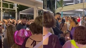 Jason Kelce waves to Swifties as he leaves Eras Tour in Miami