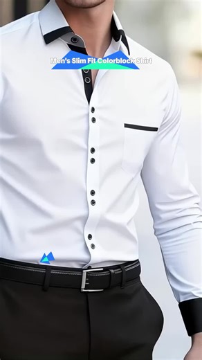 Stylish Men's Slim Fit Contrast Dress Shirt