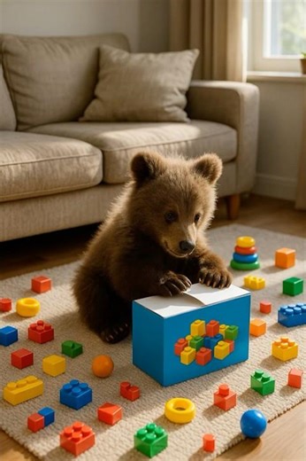 Bear Cub’s LEGO Adventure: What Will He Build First? 🐻🧩🎉