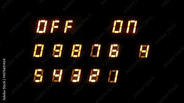 Digital timer ON/OFF like numbers timer light LEDs Stock Video