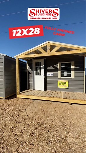 ‼️🤩12X28 Fully Finished Cabin 🤩‼️ 👉This building is perfect for a deer camp, tiny home, or a weekend getaway house! 🙌🏻 ✅It has a full bathroom with a a full sized shower! 🚿 👉It has a private bedroom area and a spacious living room area as well! 😱 📩Shoot us a message or give us a call today to get yours!! 📞ETHAN 601-876-7434 ☎️JOHNNY 601-876-7433 📲ARION 662-822-0731