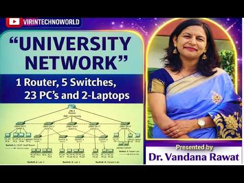 University Network Structure using 1 Router, 5 Switches, 23 PC's & 2 Laptops