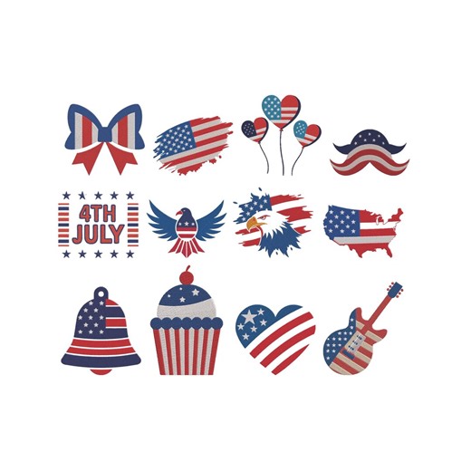 Patriotic Embroidery Bundle, 4th of July USA Machine Embroidery Designs, American Flag Files, 12 Designs, Instant Download - Etsy