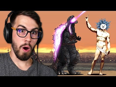 Defeating GODZILLA in Battle Cats!