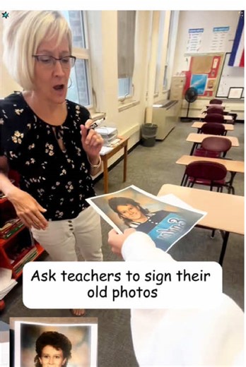 Ask teachers to sign their old photos #sign #oldphoto #teacher #reaction #fyp