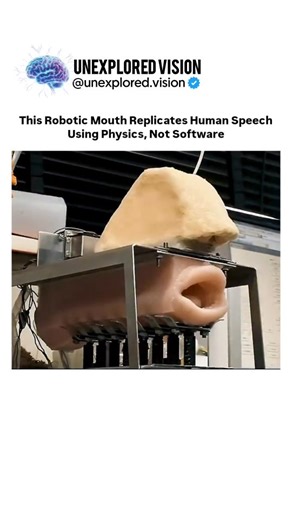Unexplored Vision™ on Instagram: "This robotic mouth doesn’t use speech algorithms, neural networks, or voice software. It replicates human speech using pure physics. Instead of generating sound digitally, it physically recreates how we talk: Airflow acts like lungs Vibrations mimic vocal cords Cavities shape sound like the tongue, lips, and throat Change the shape, pressure, or timing—and the sound changes naturally. No instructions. No language model. Just mechanics doing what biology does. Th