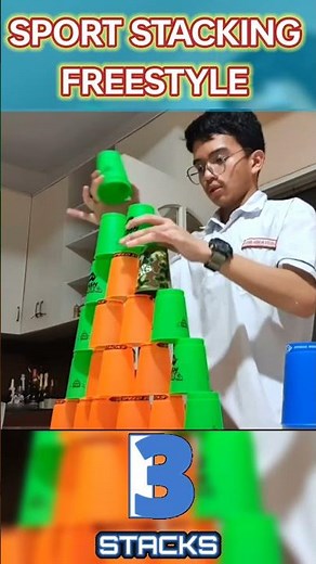 A Lightning Fast 36 Cups Sport Stacking Freestyle Stack Attack in 10.230 Seconds! #shorts