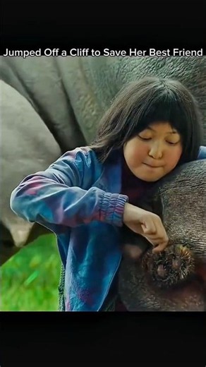 The girl suddenly slipped and started falling from a cliff #Okja #Friendship #EmotionalMoment