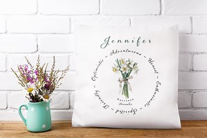 Personalized December Birth Flower Cushion, Narcissus Pillow, Custom Name Gift - Etsy Canada