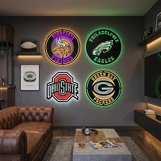 Custom Sports Team LED Sign, Personalized LED Wall Art, Football Basketball Baseball Fan Gift, Man Cave Bar Game Room Lighted Sign - Etsy