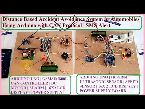 Distance Based Accident Avoidance System in Automobiles Using Arduino with CAN Protocol | SMS Alert