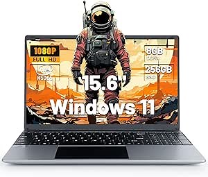 15.6" Laptop Computer,8GB RAM 256GB SSD, Celeron Quad-Core N5095 Processor, Laptop Computers with FHD IPS 1920x1080 Display,2.4/5G WiFi, Bluetooth, Type-C, Mini HDMI, USB 3.0