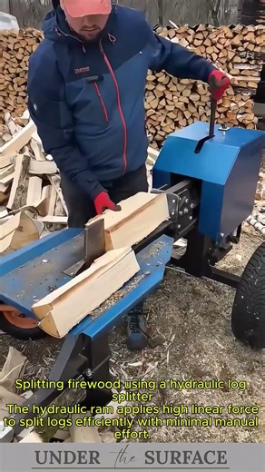 Hydraulic Log Splitter in Action for Efficient