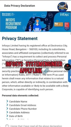 Infosys System Engineer Role Hiring #infosys #infosysexam #infosyscareers #systemengineer #hiring