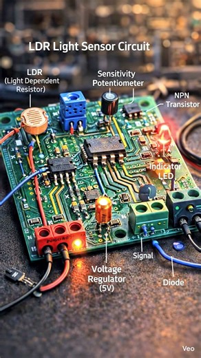 LDR Light Sensor Circuit Explained! 💡 LED ON in Dark! #Shorts